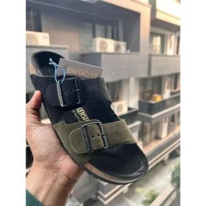 Trendy Birkenstock Boston Suede Olive Black Split (AME305)