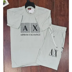 Men Sports Cotton Armani Exchange T-Shirt Shorts, Grey (KDB-2426762)