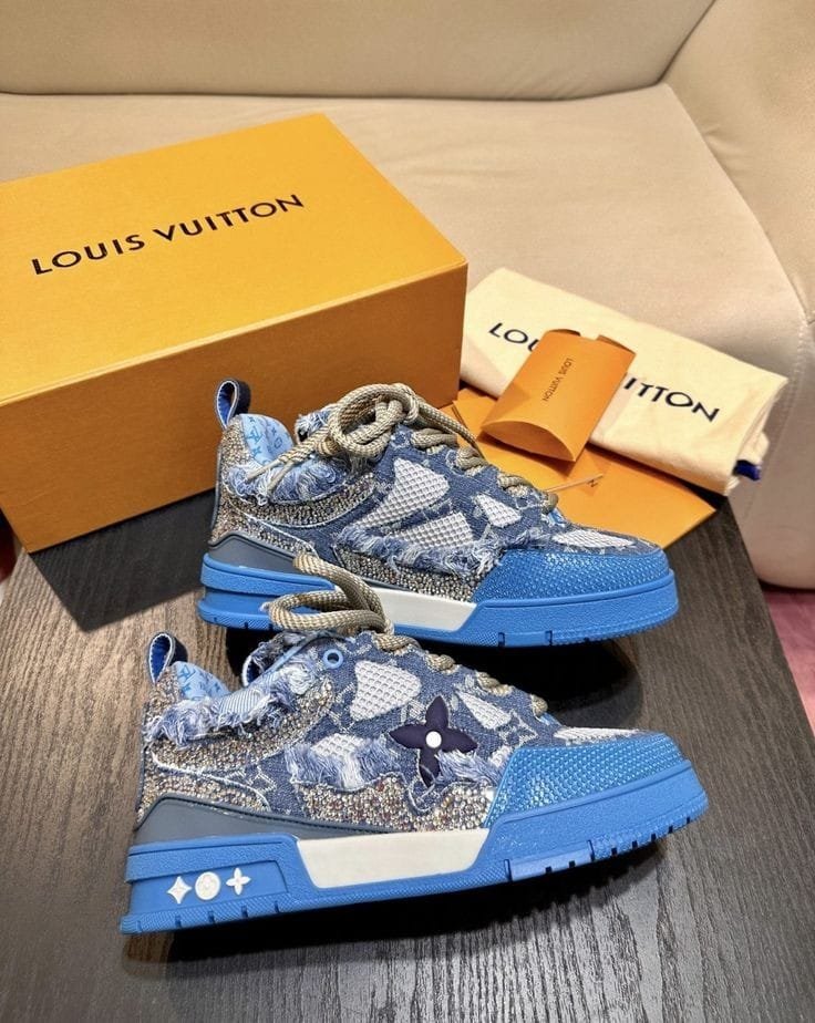 Louis Vuitton Skate Trainer Blue Monogram - Premium Quality - Image 7