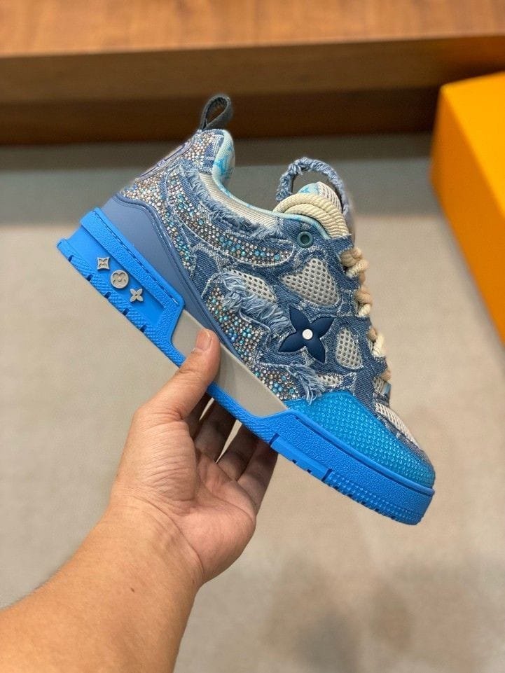 Louis Vuitton Skate Trainer Blue Monogram - Premium Quality - Image 6