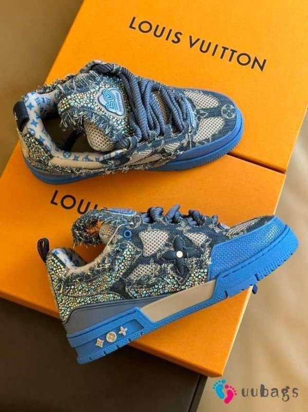 Louis Vuitton Skate Trainer Blue Monogram - Premium Quality - Image 4